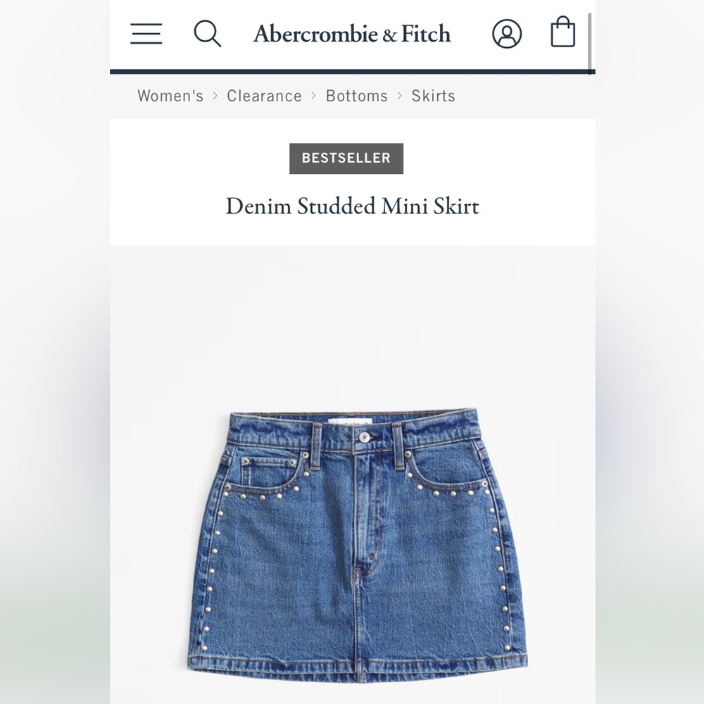 Abercrombie & Fitch Blue Silver Embellished Mini Skirt